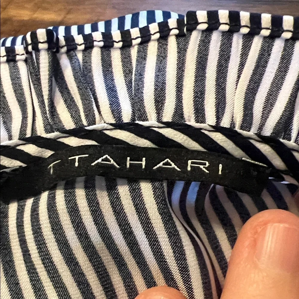 T Tahari Black and White Striped Button Down Shirt - Picture 8 of 10
